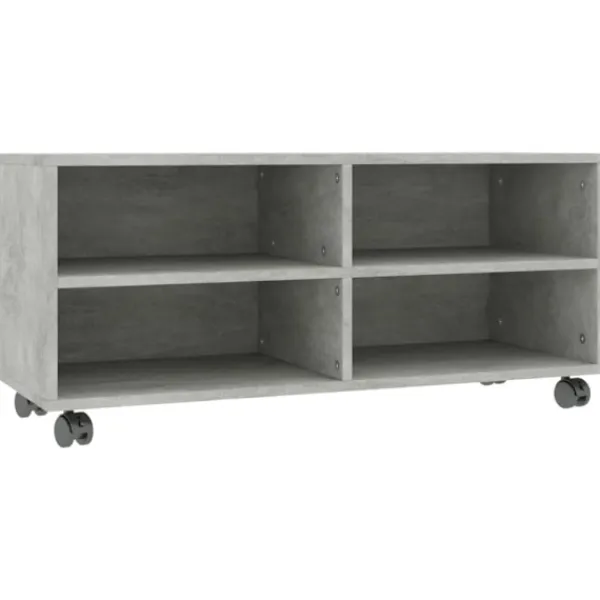 vidaXL Tv-Bänkar>Tv-bänk med hjul betonggrå 90x35x35 cm konstruerat trä