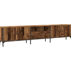 vidaXL Tv-Bänkar>Tv-bänk med låda åldrat trä 200x25x44 cm konstruerat trä