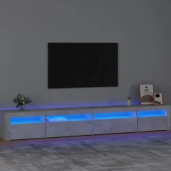 vidaXL Tv-Bänkar>Tv-bänk med LED-belysning betonggrå 270x35x40 cm