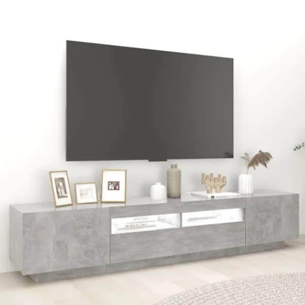 vidaXL Tv-Bänkar>TV-bänk med LED-belysning betonggrå 200x35x40 cm