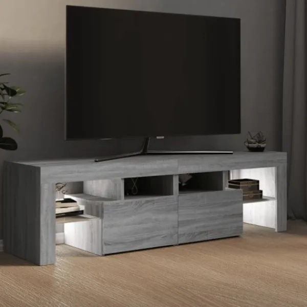 vidaXL Tv-Bänkar>Tv-bänk med LED-belysning grå sonoma 140x36,5x40 cm