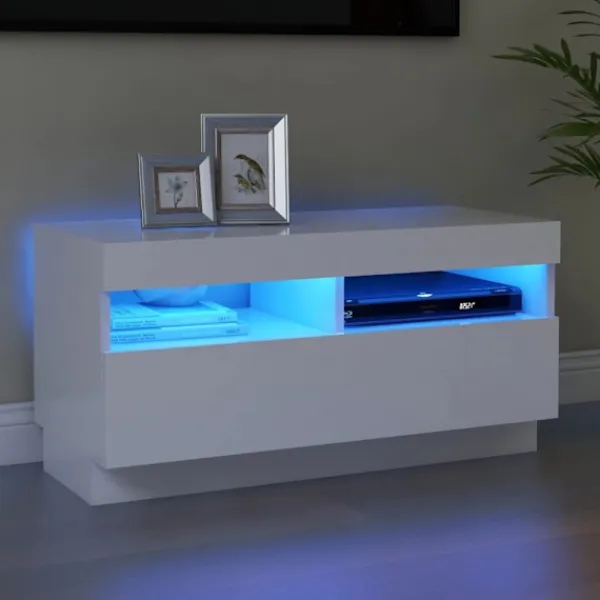vidaXL Tv-Bänkar>TV-bänk med LED-belysning vit 80x35x40 cm