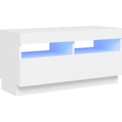 vidaXL Tv-Bänkar>TV-bänk med LED-belysning vit 80x35x40 cm