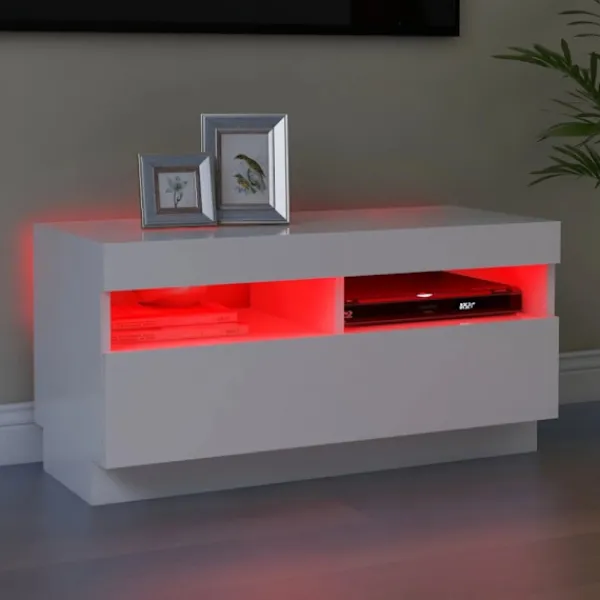vidaXL Tv-Bänkar>TV-bänk med LED-belysning vit 80x35x40 cm
