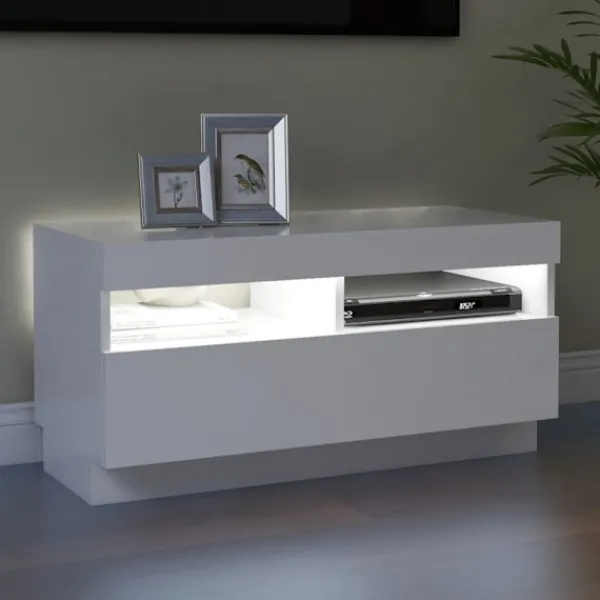 vidaXL Tv-Bänkar>TV-bänk med LED-belysning vit 80x35x40 cm