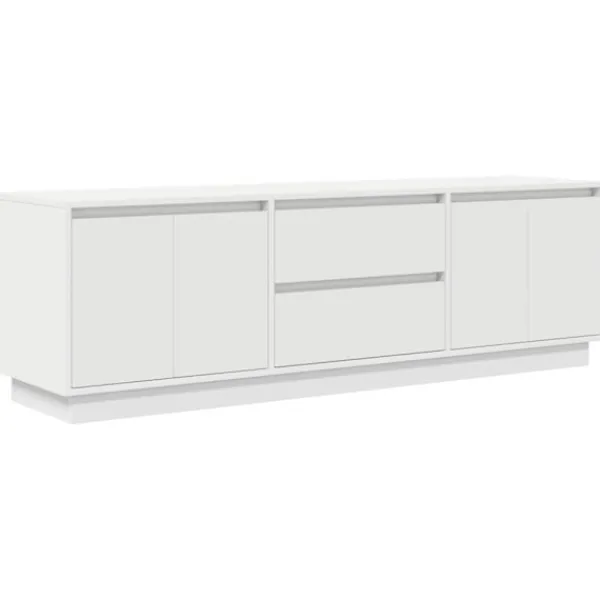 vidaXL Tv-Bänkar>TV-bänk med LED-lampor vit 160,5x41x50 cm