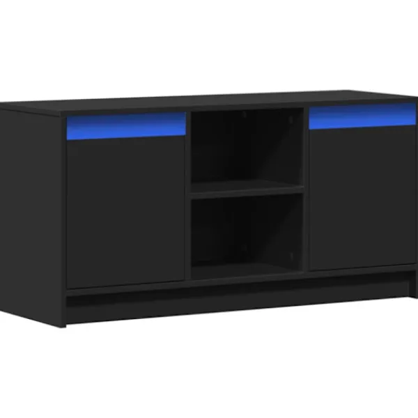 vidaXL Tv-Bänkar>Tv-bänk med LEDs svart 100x34x50 cm konstruerat trä