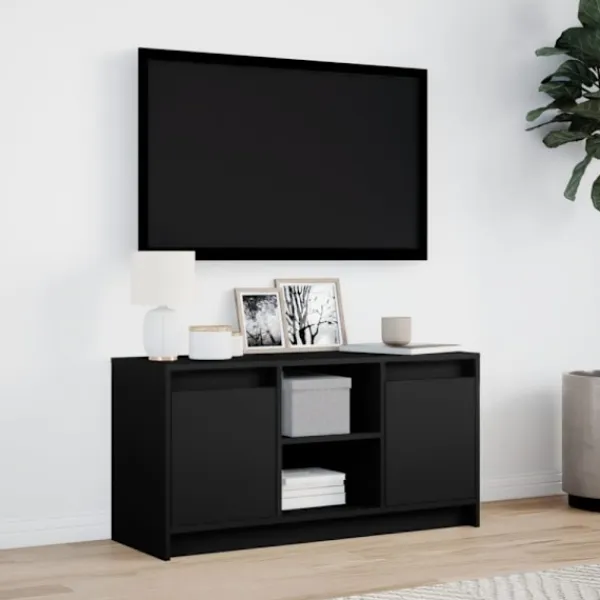 vidaXL Tv-Bänkar>Tv-bänk med LEDs svart 100x34x50 cm konstruerat trä