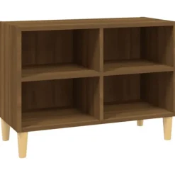vidaXL Tv-Bänkar>Tv-bänk med massiva ben brun ek 69,5x30x50 cm