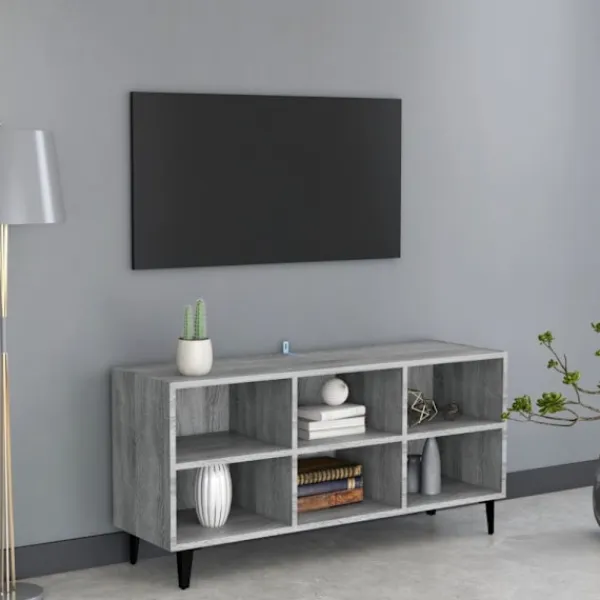 vidaXL Tv-Bänkar>Tv-bänk med metallben grå sonoma 103,5x30x50 cm