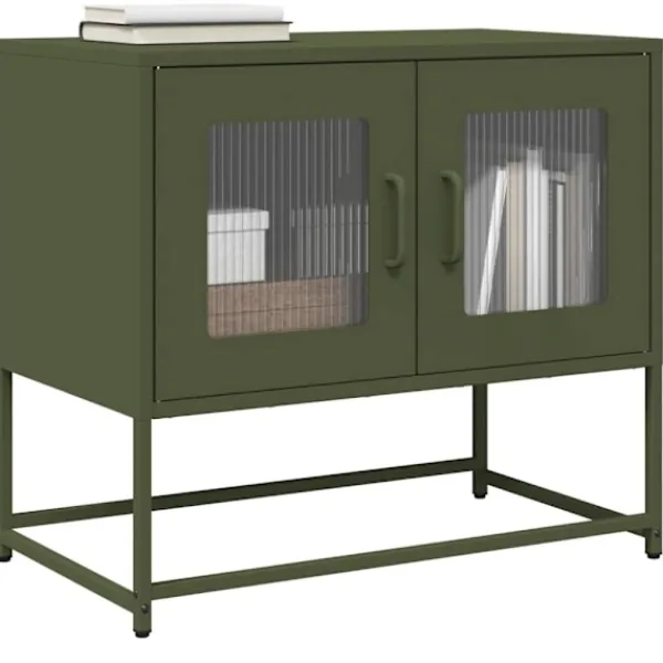 vidaXL Tv-Bänkar>TV-bänk olivgrön 68x39x60,5 cm kallvalsat stål