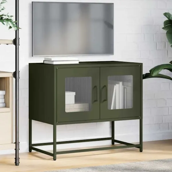 vidaXL Tv-Bänkar>TV-bänk olivgrön 68x39x60,5 cm kallvalsat stål