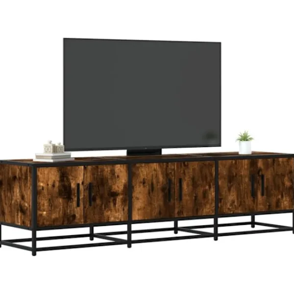 vidaXL Tv-Bänkar>Tv-bänk rökfärgad ek 150x35x41 cm konstruerat trä och metall