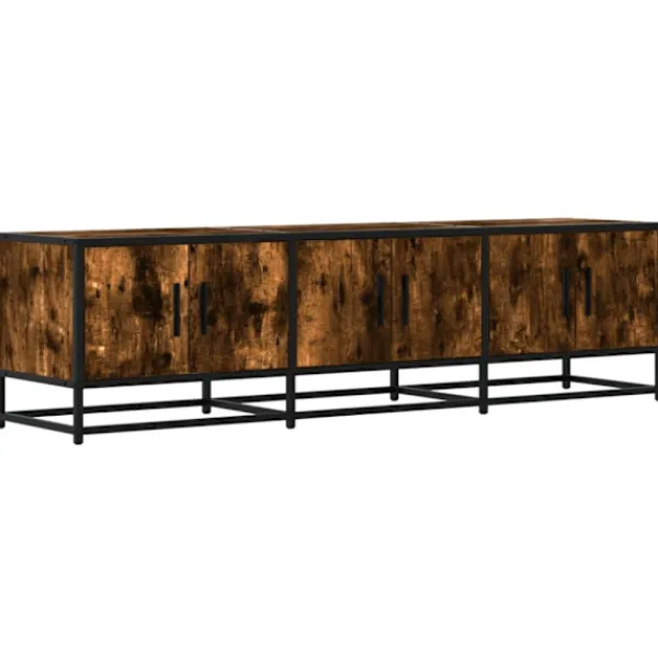 vidaXL Tv-Bänkar>Tv-bänk rökfärgad ek 150x35x41 cm konstruerat trä och metall
