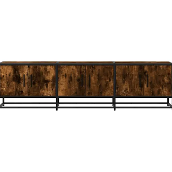 vidaXL Tv-Bänkar>Tv-bänk rökfärgad ek 150x35x41 cm konstruerat trä och metall