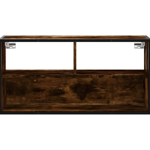 vidaXL Tv-Bänkar>Tv-bänk rökfärgad ek 80x31x39,5 cm konstruerat trä och metall