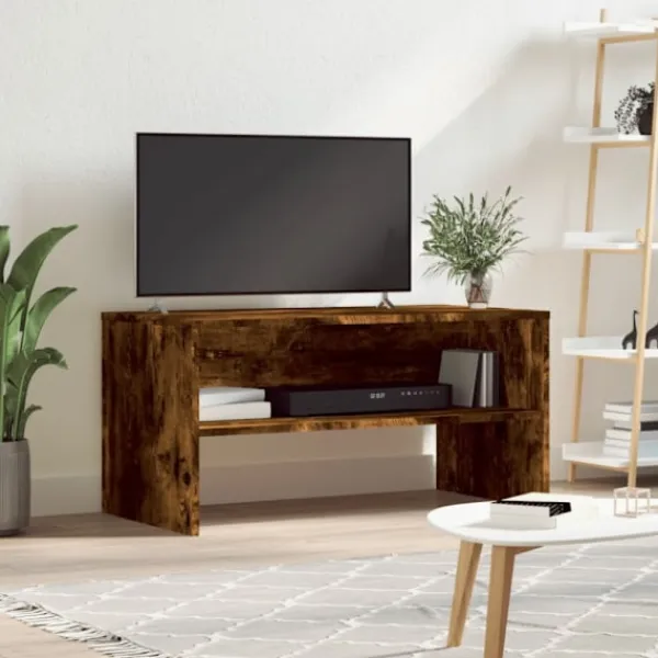 vidaXL Tv-Bänkar>Tv-bänk rökfärgad ek 80x40x40 cm konstruerat trä