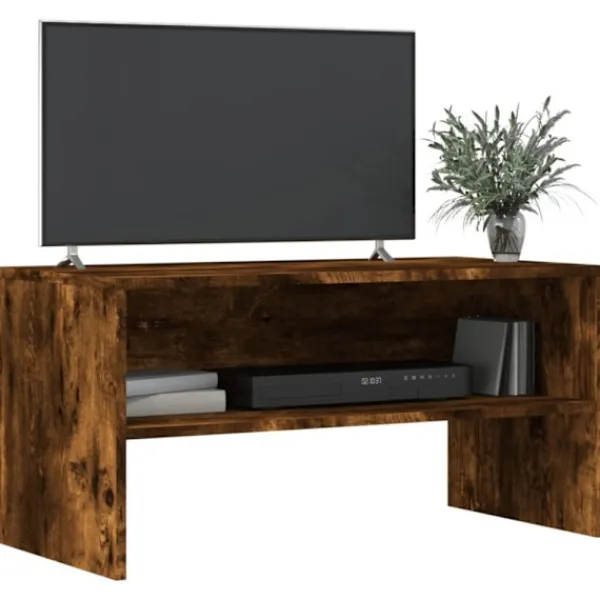 vidaXL Tv-Bänkar>Tv-bänk rökfärgad ek 80x40x40 cm konstruerat trä