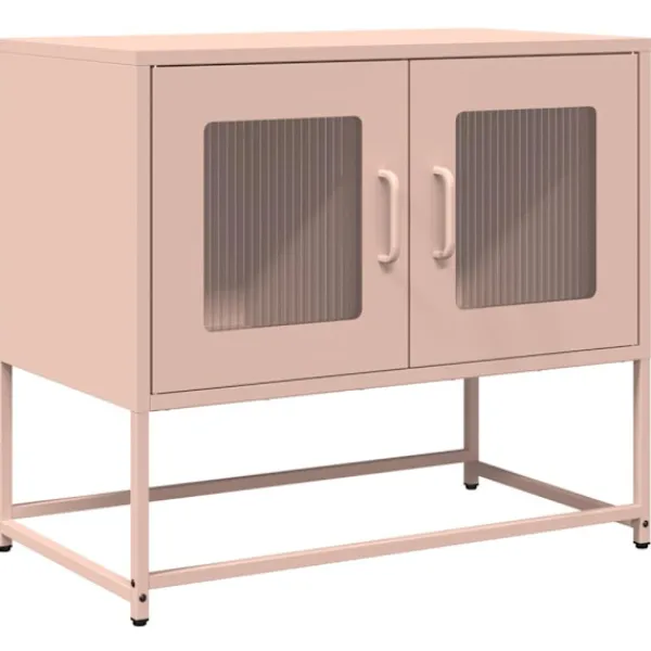 vidaXL Tv-Bänkar>TV-bänk rosa 68x39x60,5 cm kallvalsat stål