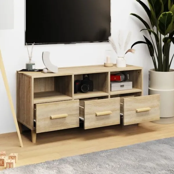 vidaXL Tv-Bänkar>Tv-bänk sonoma-ek 102x36x50 cm konstruerat trä