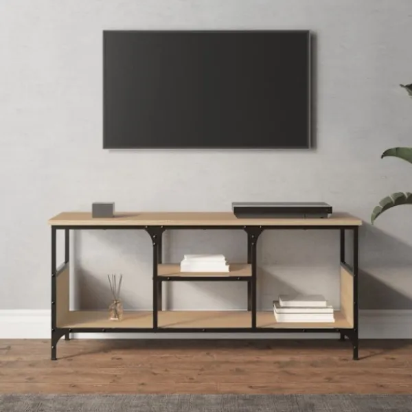 vidaXL Tv-Bänkar>Tv-bänk sonoma-ek 100x35x45 cm konstruerat trä & järn