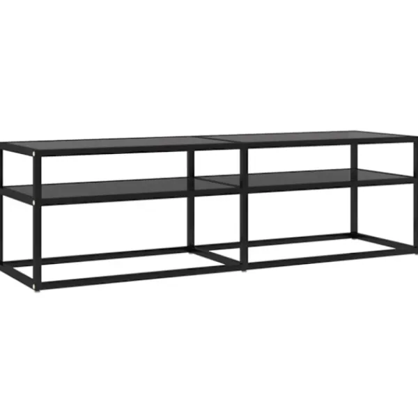 vidaXL Tv-Bänkar>Tv-bänk svart 140x40x40,5 cm härdat glas