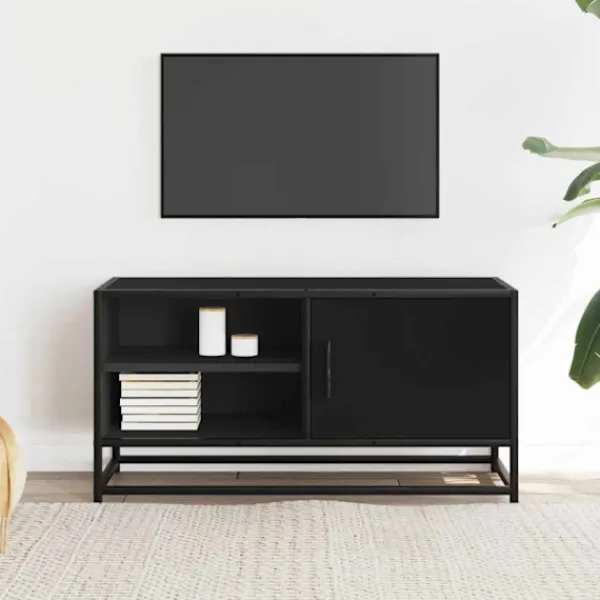 vidaXL Tv-Bänkar>Tv-bänk svart 80x34,5x40 cm konstruerat trä och metall
