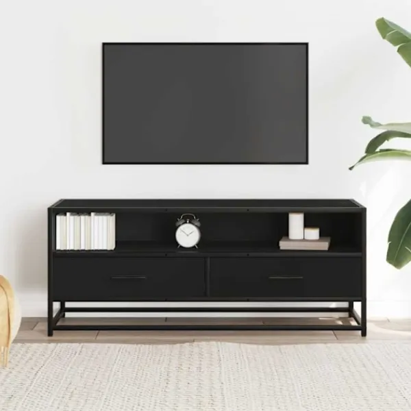 vidaXL Tv-Bänkar>Tv-bänk svart 100x34,5x40 cm konstruerat trä och metall