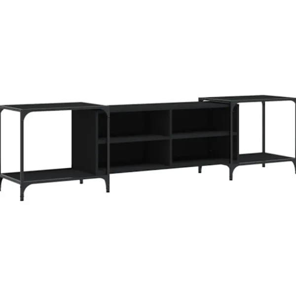 vidaXL Tv-Bänkar>Tv-bänk svart 203x37x50 cm konstruerat trä