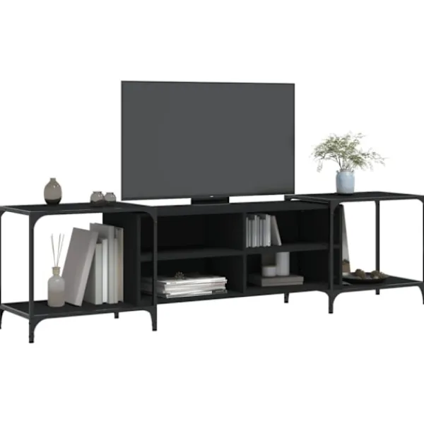 vidaXL Tv-Bänkar>Tv-bänk svart 203x37x50 cm konstruerat trä