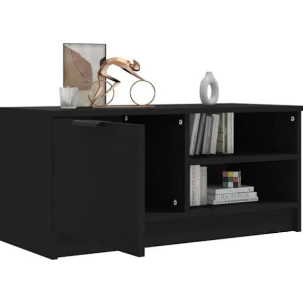 vidaXL Tv-Bänkar>Tv-bänk svart 80x35x36,5 cm konstruerat trä