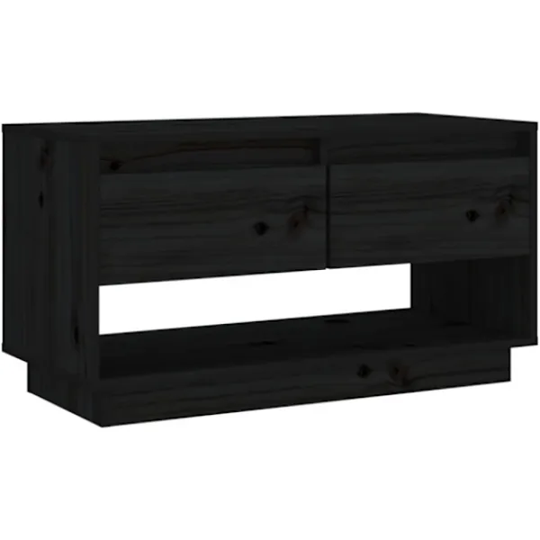 vidaXL Tv-Bänkar>Tv-bänk svart 74x34x40 cm massiv furu