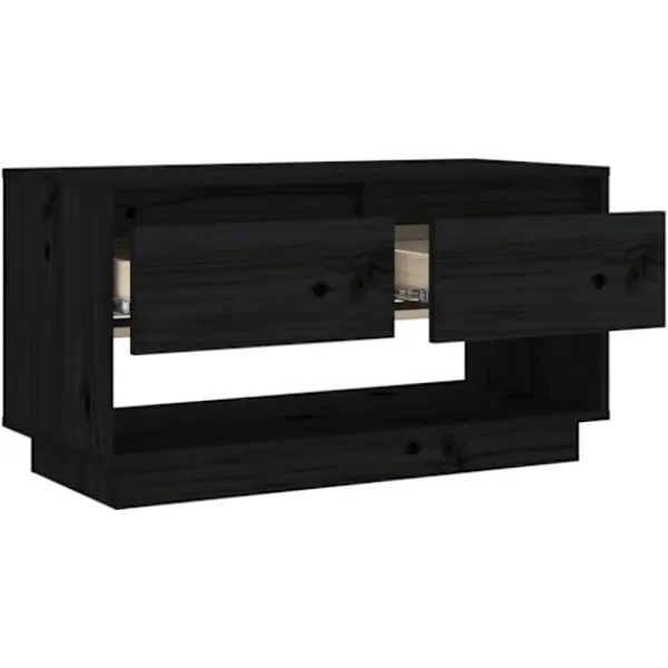 vidaXL Tv-Bänkar>Tv-bänk svart 74x34x40 cm massiv furu