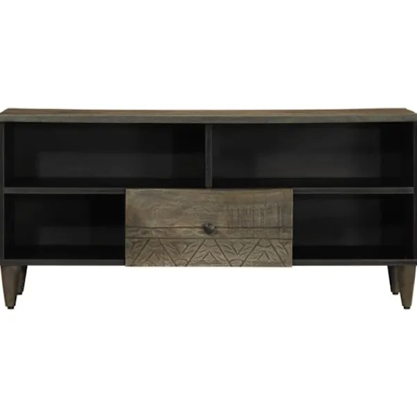 vidaXL Tv-Bänkar>Tv-bänk svart 100x33x46 cm massivt mangoträ