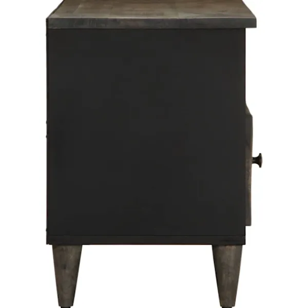 vidaXL Tv-Bänkar>Tv-bänk svart 100x33x46 cm massivt mangoträ