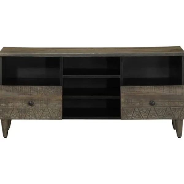 vidaXL Tv-Bänkar>Tv-bänk svart 100x33x46 cm massivt mangoträ