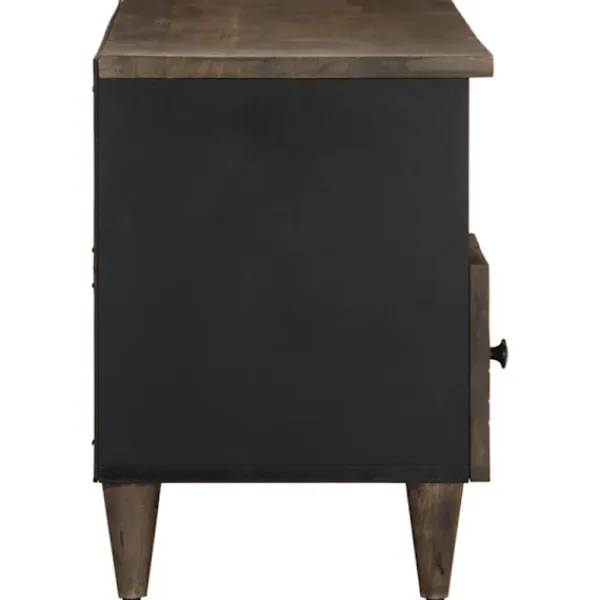 vidaXL Tv-Bänkar>Tv-bänk svart 100x33x46 cm massivt mangoträ