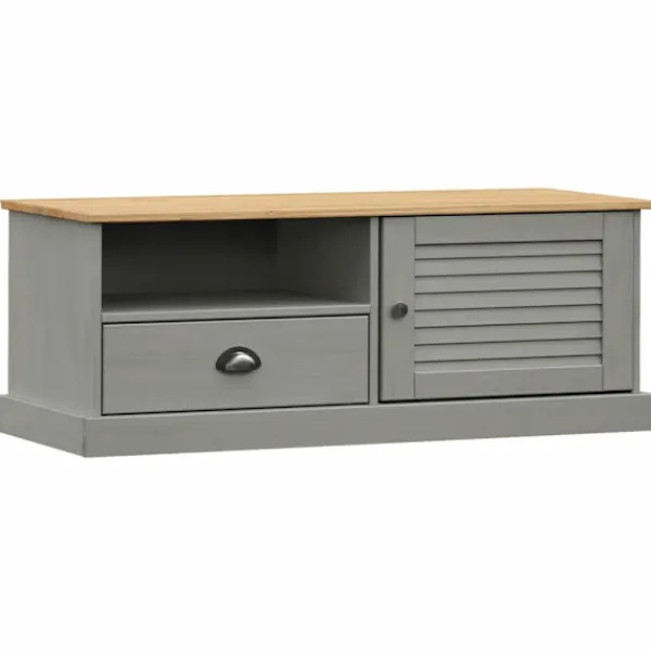 vidaXL Tv-Bänkar>Tv-bänk VIGO grå 106x40x40 cm massiv furu