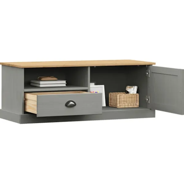 vidaXL Tv-Bänkar>Tv-bänk VIGO grå 106x40x40 cm massiv furu