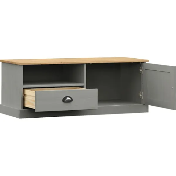 vidaXL Tv-Bänkar>Tv-bänk VIGO grå 106x40x40 cm massiv furu