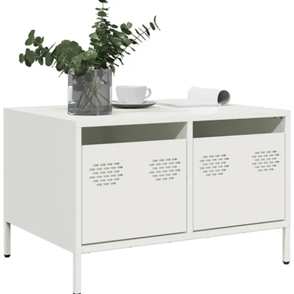 vidaXL Soffbord>Tv-bänk vit 68x50x43,5 cm kallvalsat stål
