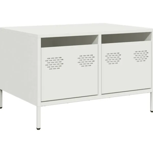 vidaXL Soffbord>Tv-bänk vit 68x50x43,5 cm kallvalsat stål