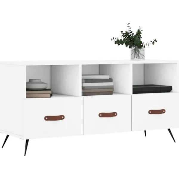 vidaXL Tv-Bänkar>Tv-bänk vit 102x36x50 cm konstruerat trä