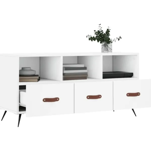 vidaXL Tv-Bänkar>Tv-bänk vit 102x36x50 cm konstruerat trä