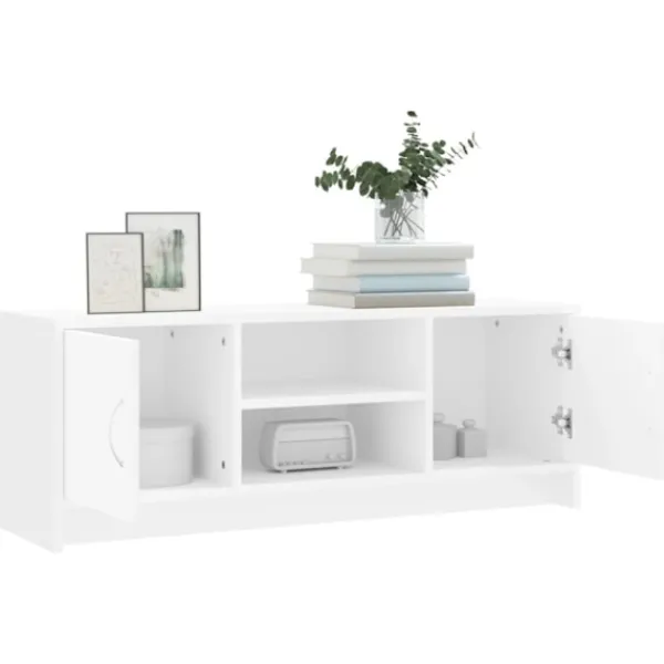 vidaXL Tv-Bänkar>Tv-bänk vit 102x30x37,5 cm konstruerat trä