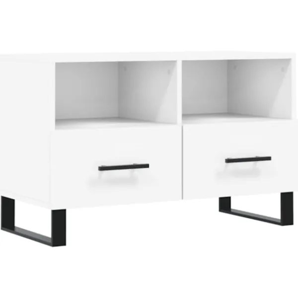vidaXL Tv-Bänkar>Tv-bänk vit 80x36x50 cm konstruerat trä