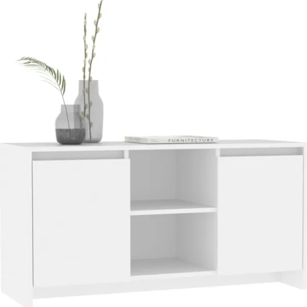 vidaXL Tv-Bänkar>Tv-bänk vit 102x37,5x52,5 cm konstruerat trä