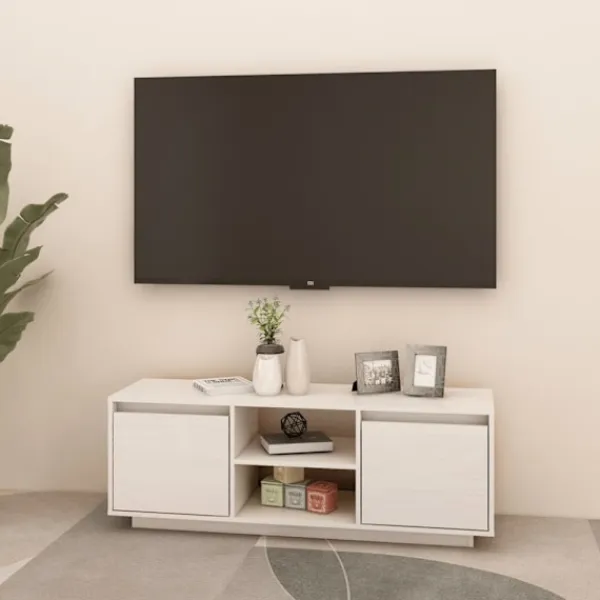 vidaXL Tv-Bänkar>Tv-bänk vit 110x30x40 cm massiv furu