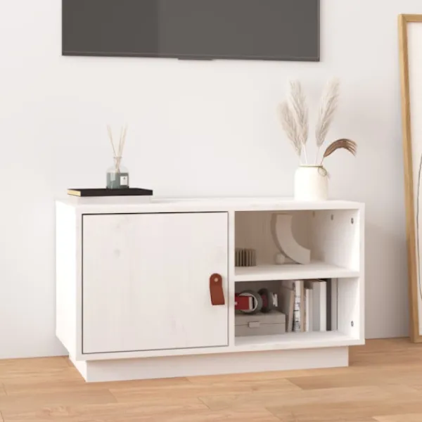 vidaXL Tv-Bänkar>Tv-bänk vit 70x34x40 cm massiv furu