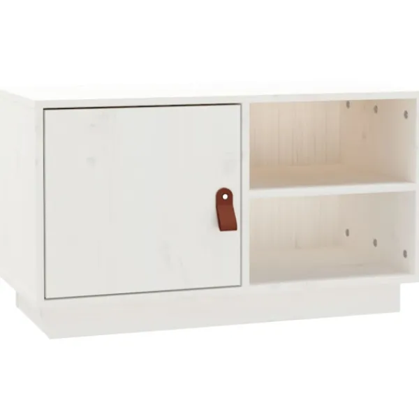 vidaXL Tv-Bänkar>Tv-bänk vit 70x34x40 cm massiv furu